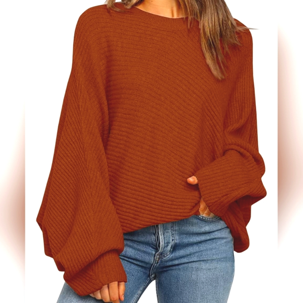 Orange puffy sweater, 2X